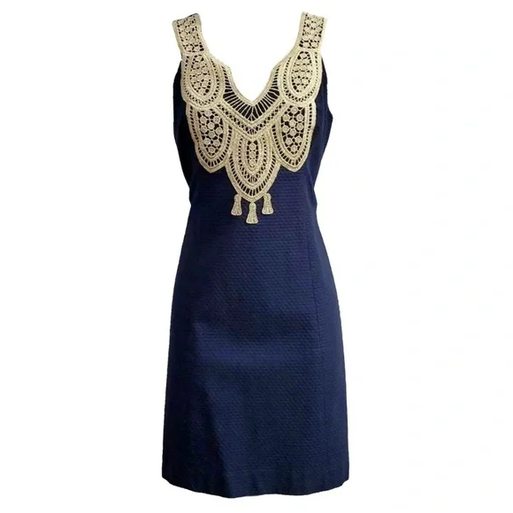 Lilly Pulitzer Dress All Cotton with Gold AppliquΓ© Front Mini Sleeveless - Picture 2 of 15